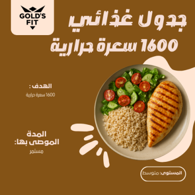 جدول غذائي 1600 سعر حراري
